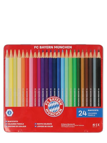 FC Bayern München I Buntstifte 24er-Set| Holz-Buntstifte I Mehrfarbig I Fußball