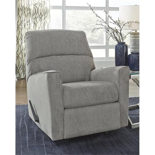 Image of Signature Design by Ashley Manual Rocker Recliner Chair, Alloy Gray | Plush 100% polyester chenille fabric, Durable and comfortable cushions, Relaxing living room use, Altari Series