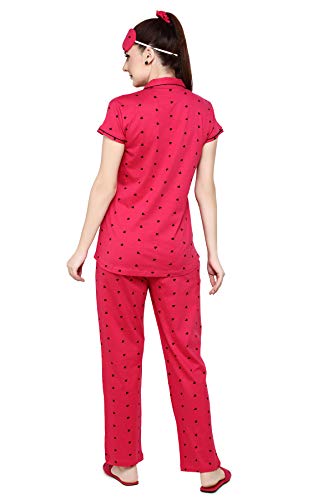 Image of Evolove Women's Cotton Full Sleeves Collared Night Suit Set /Top Pyjama Set Super Soft Comfortable (Nightsuit-Collar-FS-1)
