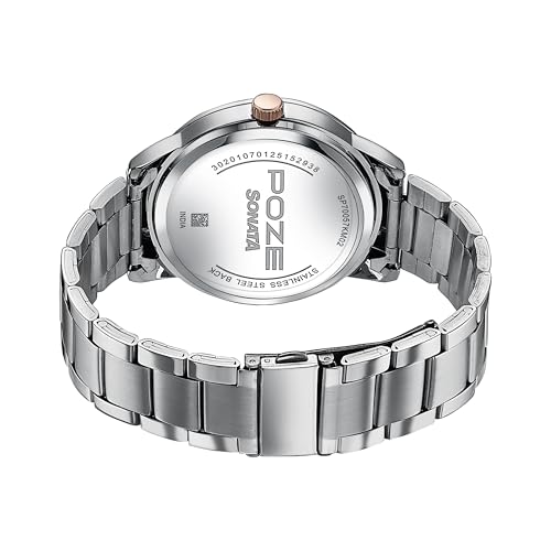 Image of Sonata Poze Quartz Analog Blue Dial Metal Strap Watch for Men