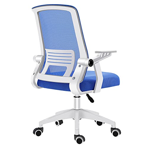 wiltop Ergonomischer Bürostuhl mit Rollen Drehbarer Computer mit höhenverstellbaren Armlehnen, Netzgewebe, White/Blue Cover