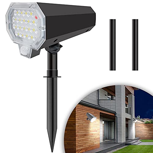 EASTERNSTAR 22 LED Solar Landschaftsbeleuchtung, IP65 Wasserdichte Solarstrahler Außen für den Außenbereich 4 Modi Solar LED-Außenleuchte,Solarleuchte mit Bewegungsmelder (2-in-1) für Yard Garden Cover