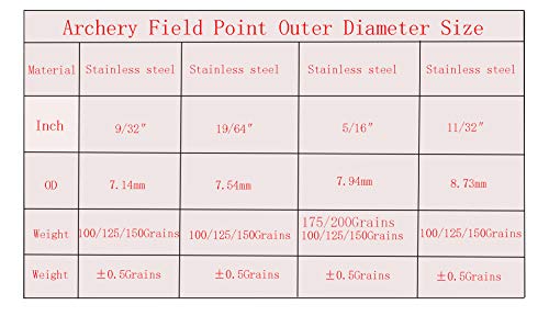 5/16″ 100 Grains Field Points Arrowheads, Stainless Steel Archery Target Bullet Point Sharp Targethead Screw In Broadheads (1 Dozen 12 Pcs) (5/16″100Grain-C, 5/16″) #TOP5