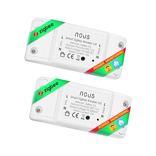 Nous L6Z - Interruttore intelligente Alexa e Google Home con timer, contatore elettrico, 230 V, compatibile con ZigBee2MQTT - Hub 3.0 richiesto