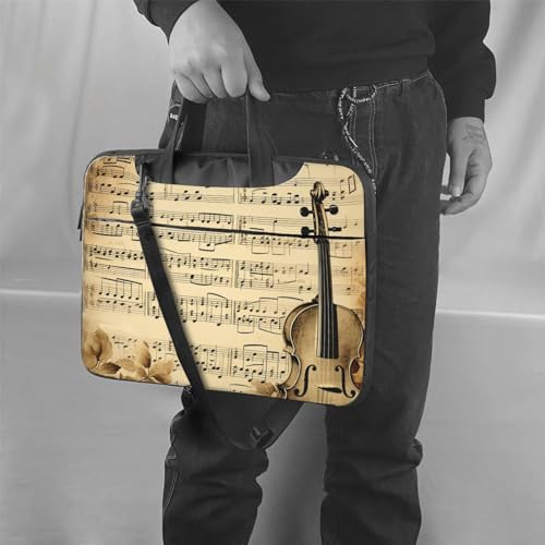 Bolsa Tote para Laptop con Notas Musicales en Papel Antiguo miniatura 2