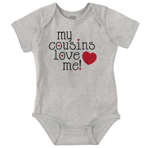 Brisco Brands My Cousins Love Me Adorable Lil Cos Baby Romper Boys or Girls Heather 6 Months