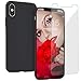 Produktbild ProBien Hülle für iPhone X/iPhone XS,Silikon Handyhülle mit Gehärtet Panzerglas,Ultra-dünne Schutzhülle Kratzfest Bumper Case Cover für iPhone X/iPhone XS-Schwarz
