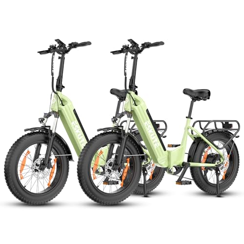 ESKUTE E-Bike Star | Klapprad Elektrofahrrad | 20 Zoll Fat Tire | 36V 25Ah Batterie | Drehmomentsensor | Aluminium-Leichtbau | Reichweite bis zu 120 km | Ebike MTB für Herren Damen | Grün x 2