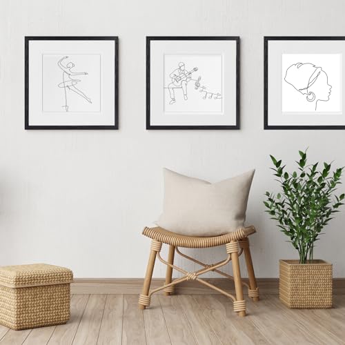 puthiac 16x16 Black Picture Frames for Wall - Minimalist 16x16 Oak Wood Frames, 16"x16" Picture Frame Wood, Natural Solid Wooden Picture Frames for Wall Art Photo and Prints (1 Pack, Black)