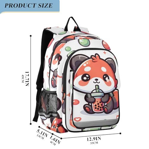Cute Red Panda with Bubble Kids Backpack for Boys Girls Bookbags School Elementary Backpack School Bags Casual Daypack with Reflective Strip2
