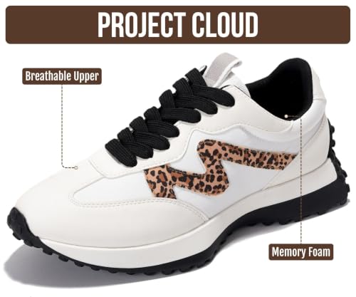 Image of Project Cloud Trendy Fashion Sneakers for Women 2026 - Memory Foam and Non-Slip Comfortable Casual Ladies Shoes for Womens Fashion Sneakers - Lightweight Lace-up Shoes (Lecco)
