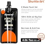 Shuttle Art Peinture acrylique, 18 Couleurs Poupées de peinture acrylique (120ml/4.06oz), Artist Grade Acrylic Paint Set, Pigments riches, Non-Toxic pour les artistes, les débutants et les enfants sur les rochers Artisans Toile bois céramique