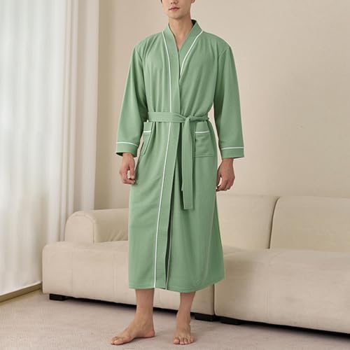 Mens Waffle Bathrobe Lightweight Quick Dry Robe Soft Comfort Thin Breathable Spa Male Robe2