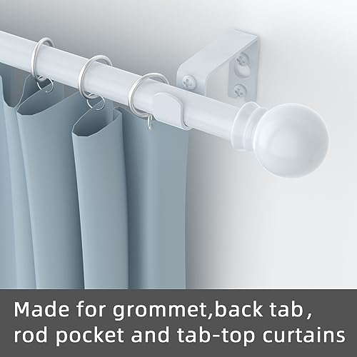 Image of GXOACKJ Curtain Rods for windows 48 to 84-93 inch, 5 /8 inch Decorative White Splicing Heavy Duty Metal Curtain Rod set with Brackets