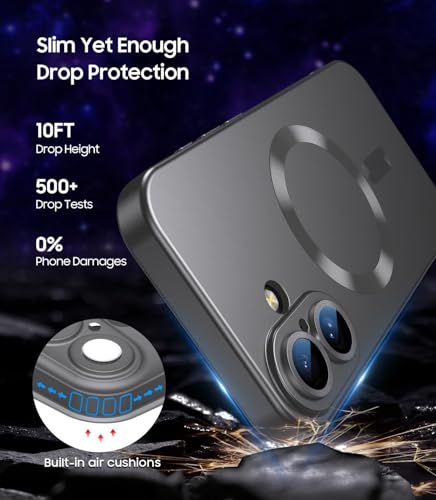Image of DIZORO Magnetic Case for (iPhone 17 Case) [Compatible with MagSafe][Built-in Camera Lens Protector] Slim Soft Silicone Bumper Shockproof Metallic Luster Back Cover Phone Case (Grey)