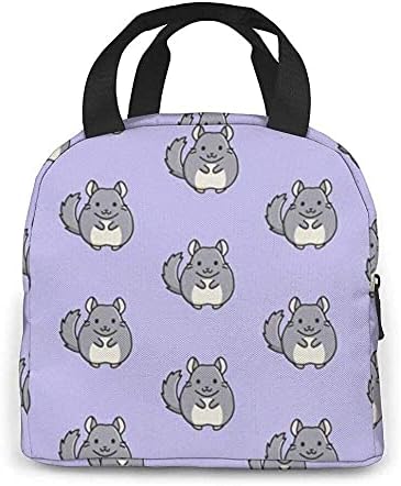 Miniatura 4 de Bolsa de almuerzo violeta Chinchilla lonchera bolsa aislada bolsa de mano para hombres/mujeres trabajo viaje