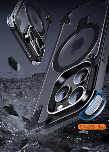 Coque iPhone 17 Pro sans monture en métal noir mat avec support premium - 5