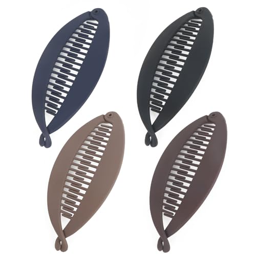 MOTIBACK Banana Clip Set mit 4 Stück Vintage Bananenspangen für Damen Perfekt für Dickes und Dünnes Haar Große Fischschwanz Bananen Haarspangen für Alle Frisuren und Anlässe