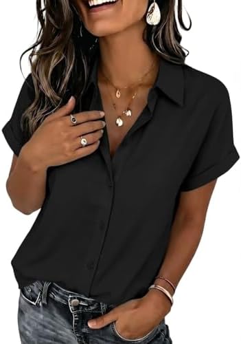 Zeagoo Womens Tops Short Sleeve Shirts Button Down Casual Blouses...