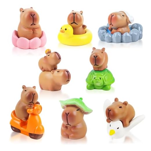 JWTRSVTY 13 PCS Mini Capybara De Resina Figuras, Figuras Mini Capibara, Capibara Figures Model, Capybara Pastel Decoración, Accesorios De Jardín Miniatura Capybara, para DIY Jardín Accesorios Juguetes