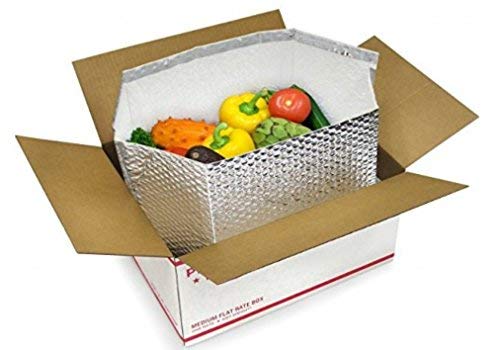 ABC Foil Insulated Box Liners 11 x 8.5 x 5.5 inches. 5 Pack Silver Insulated Shipping Boxes for Frozen Food, Odorless Insulated Shipping Containers. Leakproof Cold Shipping Boxes for Frozen Fish, Meat