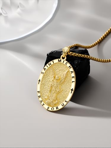 925 Sterling Silver St Michael/St Raphael/St Jude/St Christopher/St Benedict Crucifix Pendant Necklace Religious Amulet Jewelry Gift for Men Women3