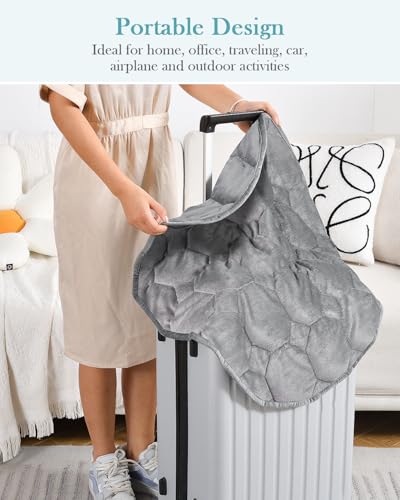 Image of Topblan Weighted Lap Blanket 7lbs for Adults, Small Weighted Blanket Throw for Napping, Relaxation, Calming and Travel, Skin Friendly & Machine Washable for All-Season Sleeping, Grey 24x29 inches