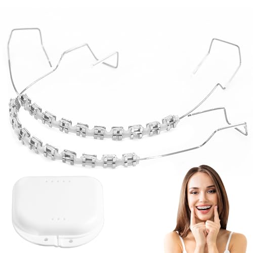Fake Braces, Temporary Tooth Decoration with Brackets & Wire, Removable Fake Braces Kit for Orthodontists to Explain, Dental Students to Practice, Brackets Falsos Para Dientes (Transparent)