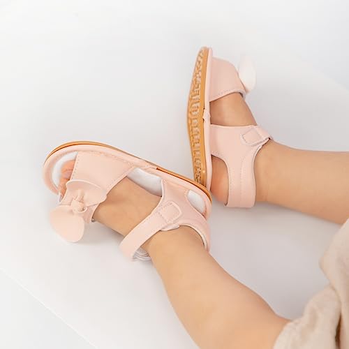 Image of Babelvit Infant Baby Girl Boy Sandals Comfort Premium Summer Outdoor Casual Beach Shoes with Flower Bowknot Anti Slip Rubber Sole Newborn Toddler Prewalker First Walking Shoes