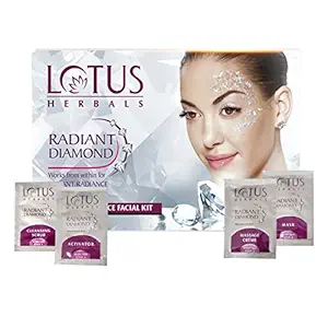 Radiant Diamond Facial Kit For Instant Radiance With Diamond Dust & Cinnamon, 4 Easy Steps, 37g (Single Use)