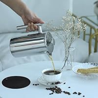 Wrobic Kleine French Press Kaffeebereiter 350ml- Doppelwandig isolierte Edelstahl-Kaffeepresse für Büro, Reisen und Camping - Spülmaschinengeeignet, 1-2 Tassen, Silber – Ansicht 8