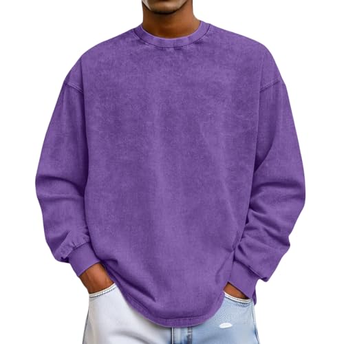 Hoodies Oversized Unisex Crewneck Long Sleeve Sweatshirt Vintage Acid Wash Pullover Tops Solid Color Basic Tops3