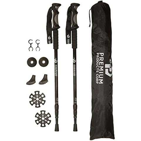 Trekking Poles - Collapsible Anti Shock Light Weight Aluminum for Hiking/Walking -Free Carry Bag with 4 Different Trekking Pole Tips Cover