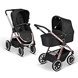 ABC Design 2in1 City-Kinderwagen Samba Diamond Edition– Kombikinderwagen für Neugeborene & Babys – Inkl. Buggy Sportsitz & Babywanne – Radfederung & höhenverstellbarer Schieber – Farbe: rose gold