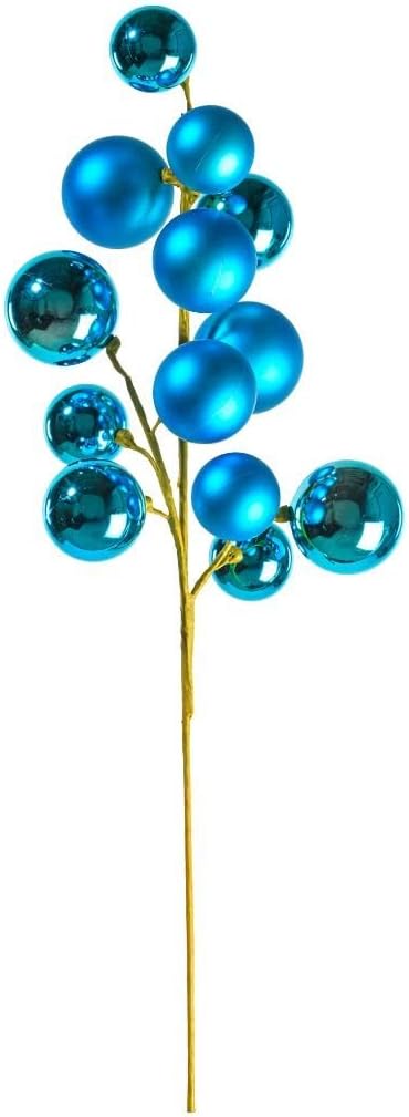 Vickerman 803691-30" Turquoise Matte/Shiny Ball Christmas Tree Ornament Spray (N254312)