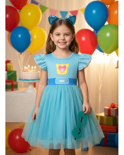 Vestido de tul con máscara y diadema para niñas miniatura 6