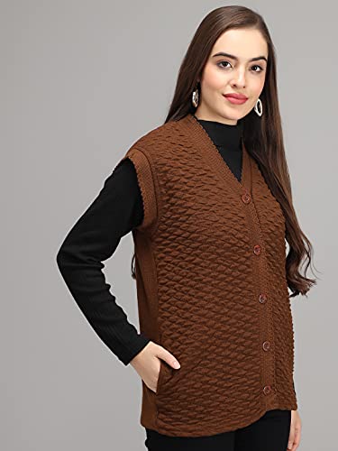 Image of eKools Women's Winterwear Woolen Sleeveless Sweaters (with Side Pockets)