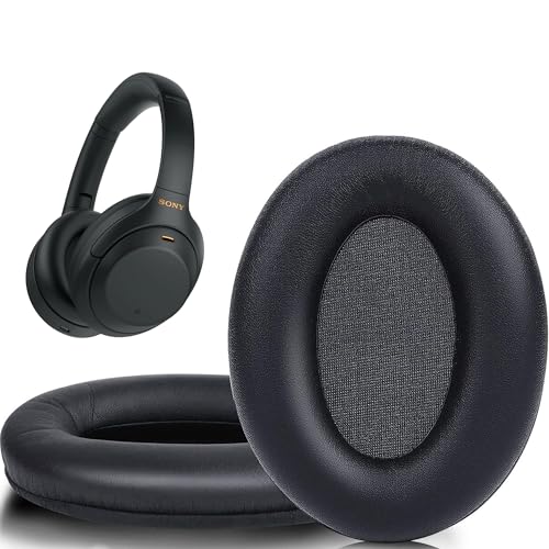 Image of Sounce Replacement Earpads Cushions Compatible with Sony WH-1000XM4 (WH1000XM4) Over-Ear Headphones Premium Black Softer Leather Earmuffs with High-Density Noise Cancelling Durable (1 Pair)