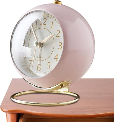 DUANxiaoyanK Reloj despertador, reloj despertador analógico retro, relojes de noche silenciosos, con luz nocturna, reloj despertador redondo de viaje, para el hogar (rosa) - imagen 5