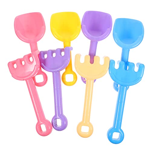 HANABASS 8pcs Beach Sand Play Lightweight Digging for Shovels Rakes for Fun The Sand for Beach Party Playtime Activities Random Color