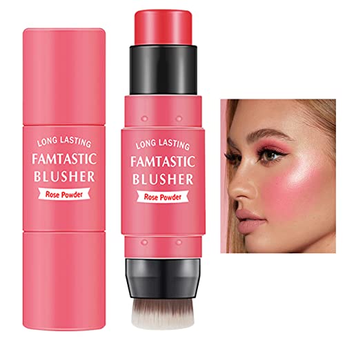 Cream Blush Stick with Brush,Waterproof Multi Cream Makeup Stick,Lightweight,Long-lasting,2 in