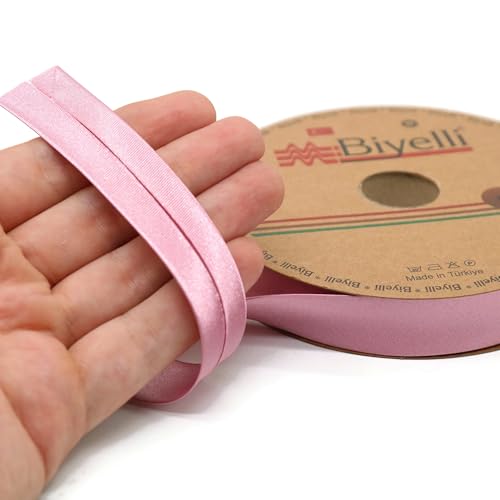 Image of Fold Satin Bias Tape - 99+ Colors - 3 /4 Inches Wide - 27 Yards - Fold Satin Binding Bias Ribbon Fabric Piping Bias Binding Tape for Sewing Clothing DIY (54. Dusty Pink) BYS54