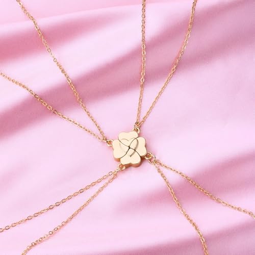 Rainway 4 Stück Freundschaftsketten, Vierblättriges Kleeblatt-Halskette für Damen, Freundschaft Halsketten für 4 Mädchen, BFF Edelstahl Magnetische Ketten, Graduierung Geschenke für Beste Freunde