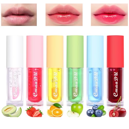 6Pcs Mini Color Changing Lip Balm Set - Hydrating Lip Glow Oil Set/Tinted Lipstick Fruit-Flavored Lip Gloss Sets/Moisturizing Lip Tint Lip Care Kit