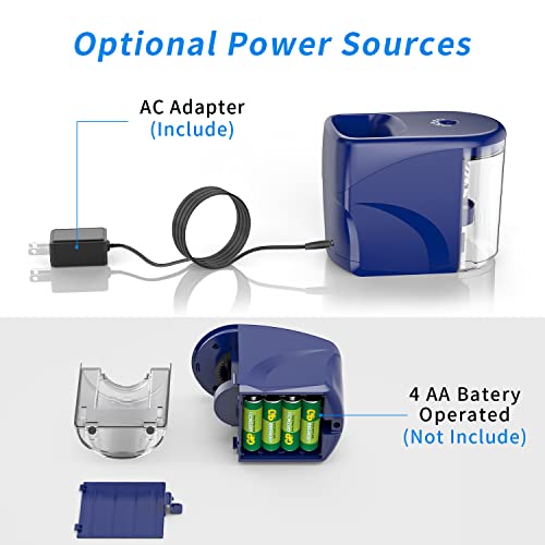 Electric Pencil Sharpener Heavy-Duty Helical Blade Sharpener With Adapter/Battery Operated For No.2/ (6-8Mm) Pencils With Auto Stop & Cleaning Brush In School/Classroom/Office (Blue) #TOP2