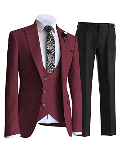 Men's 3 Piece Suit Stylish Business Tux Slim Fit Suit Set- Blazer, Pants, Vest4
