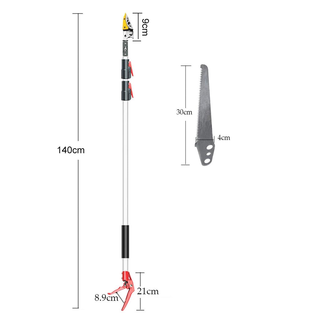 Tijeras de Podar Telescópicas Extensibles Manuales Para Estanques Rosas con Mango Telescópico, Tijeras de podar largas telescópicas (1,3 – 2,3 m) Tijeras con Pertiga
