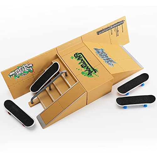 Rocket Skate Park Kit,tech Deck Skate Park,Finger Skateboard Ramp Parts 3PCS Skate Park Kit with 4 Finger Skateboards Ultimate Parks Training Props（3PCS） - Thumbnail 2