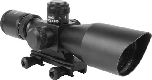 Aim Sports 3-9X40 Dual Ill. Scope with Cut Sunshade/Mil-Dot, Green Lens (Black, Medium)