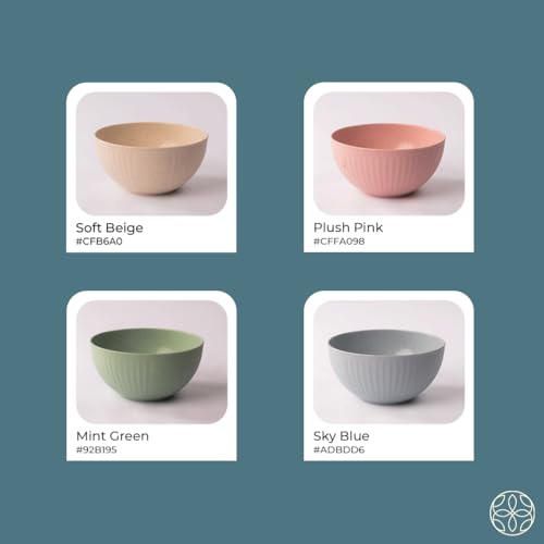 Image of Irida Naturals Planet Friendly Fluted Bowl Set - Lightweight & Unbreakable Microwave Safe Bowl Set, Bamboo Fiber Snacks Serving Bowls for Kids & Adults, 800 ml Pack of 1 (Soft Beige)